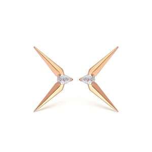 18K PINK GOLD EARRING WITH PEAR-SHAPED DIAMOND