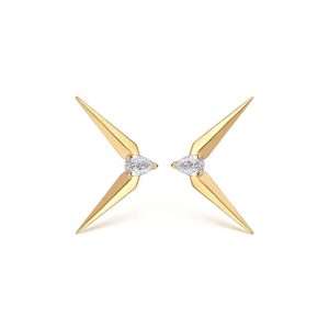 18K YELLOW GOLD EARRING WITH PEAR-SHAPED DIAMOND