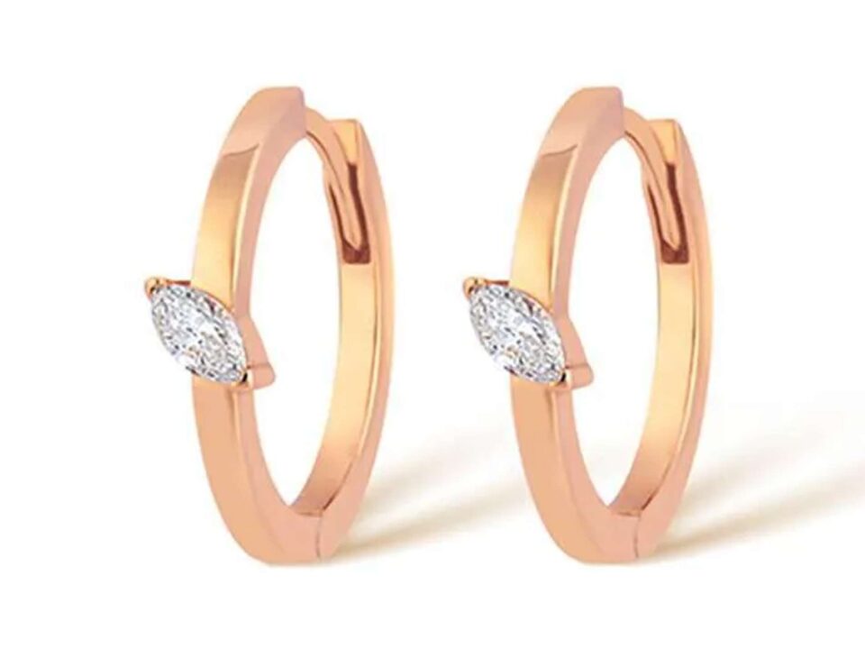 18K PINK GOLD EARRING WITH PEAR-SHAPED DIAMOND