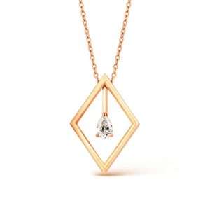 18K PINK GOLD PENDANT WITH PEAR-SHAPED DIAMOND