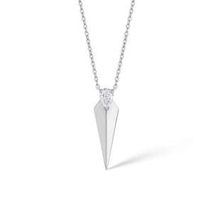 18K WHITE GOLD PENDANT WITH PEAR-SHAPED DIAMOND