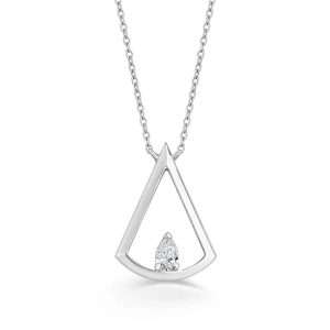 18K WHITE GOLD PENDANT WITH PEAR-SHAPED DIAMOND