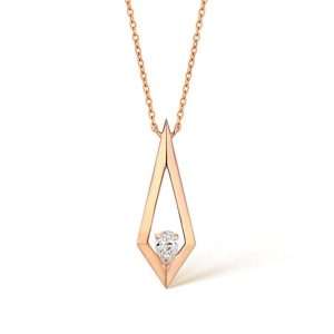 18K PINK GOLD PENDANT WITH PEAR-SHAPED DIAMOND