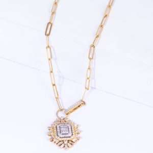 18K YELLOW GOLD NECKLACE WITH WHITE DIAMOND