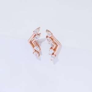 18K PINK GOLD EARRING WITH WHITE DIAMOND