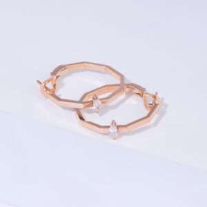 18K PINK GOLD EARRING WITH WHITE DIAMOND