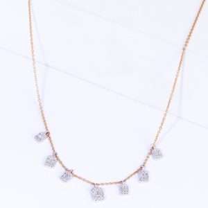 18K PINK GOLD NECKLACE WITH WHITE DIAMOND