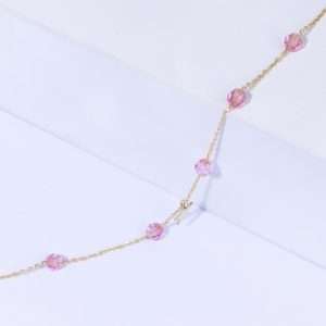 18K YELLOW GOLD ANKLET WITH PINK STONE