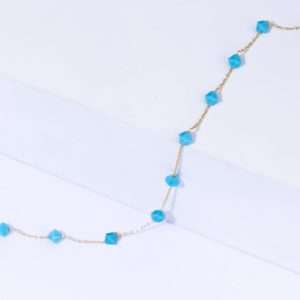 18K YELLOW GOLD ANKLET WITH TURQUOISE STONE