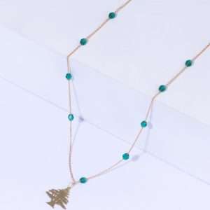 18K YELLOW GOLD CEDAR NECKLACE WITH GREEN STONE