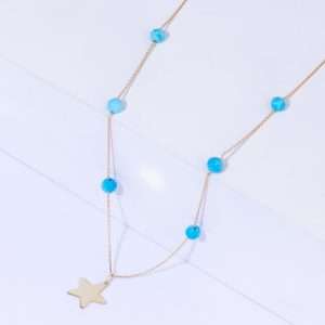 18K YELLOW GOLD STAR NECKLACE WITH TURQUOISE