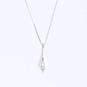 18K WHITE GOLD NECKLACE WITH WHITE DIAMOND