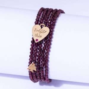 18K YELLOW GOLD EHDEN BRACELET WITH HEART SHAPE KHALILE ALBAK, RUBY AND GARNET STONE