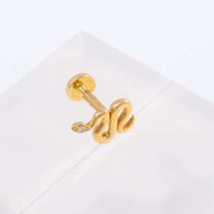 18K SINGLE YELLOW GOLD PIERCING WITH WHITE DIAMOND