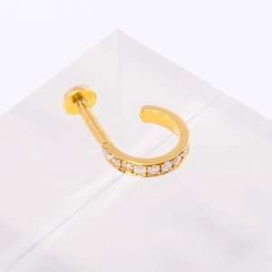 18K SINGLE YELLOW GOLD PIERCING WITH WHITE DIAMOND