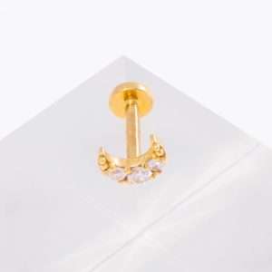 18K SINGLE YELLOW GOLD PIERCING WITH WHITE DIAMOND