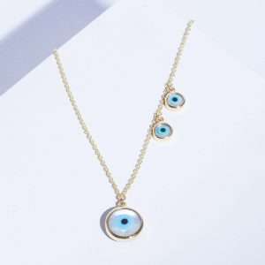 18K YELLOW GOLD EVIL EYE NECKLACE
