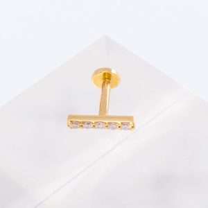 18K SINGLE YELLOW GOLD PIERCING WITH WHITE DIAMOND