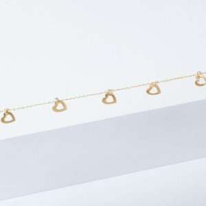 18K YELLOW GOLD HEART BRACELET