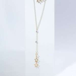 18K YELLOW GOLD DOUBLE LAYER STAR NECKLACE