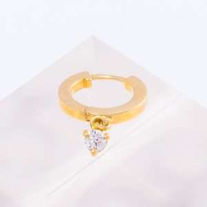 18K SINGLE YELLOW GOLD EARRING WITH WHITE DIAMOND