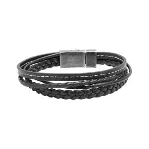 MEN BRACELET BLACK LEATHER