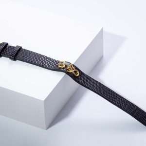 18K YELLOW GOLD LEATHER SALAMANDER BRACELET WITH BROWN DIAMOND