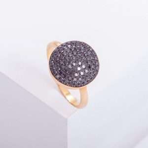 18K PINK GOLD RING WITH BLACK DIAMOND