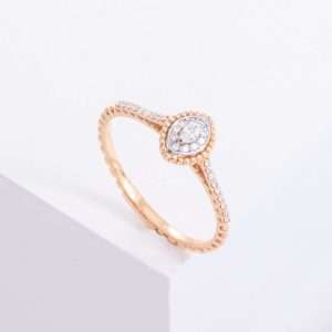 18K PINK GOLD RING WITH WHITE DIAMOND