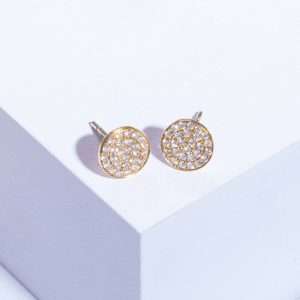 18K YELLOW GOLD PAIR EARRING WITH WHITE DIAMOND
