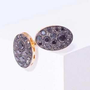 18K PINK GOLD EARRING WITH BLACK DIAMOND