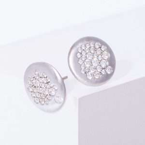 18K WHITE GOLD EARRING WITH WHITE DIAMOND