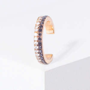 18K PINK GOLD EARCUFF WITH BLACK AND WHITE DIAMOND