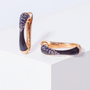 18K PINK GOLD EARRING WITH SAPPHIRE AND ENAMEL