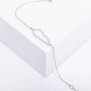 18K WHITE GOLD BRACELET MAP OF LEBANON WITH WHITE DIAMOND