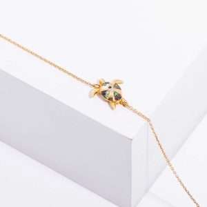 18K YELLOW GOLD BRACELET WITH WHITE DIAMOND AND SAPPHIRE