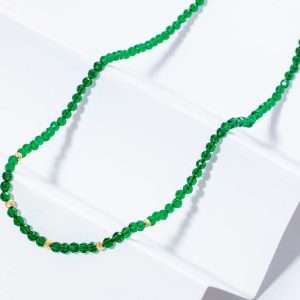 18K YELLOW GOLD CHOKER WITH GREEN STONE