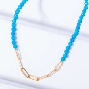 18K YELLOW GOLD CHOKER WITH TURQUOISE STONE
