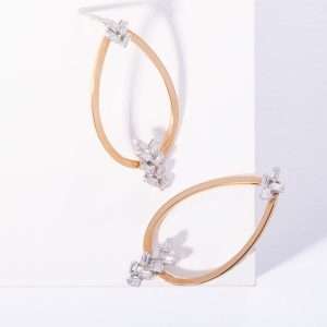 18K PINK GOLD PAIR EARRING WITH WHITE DIAMOND