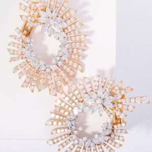 18K PINK GOLD PAIR EARRING WITH WHITE DIAMOND