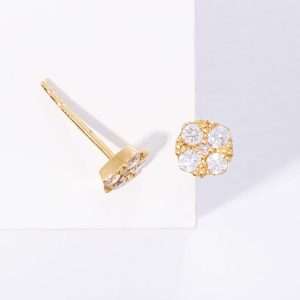 18K YELLOW GOLD PAIR EARRING WITH WHITE DIAMOND