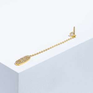 18K YELLOW GOLD SINGLE DANGLING EARRING WITH WHITE DIAMOND