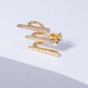 18K YELLOW GOLD EARRING WITH WHITE DIAMOND