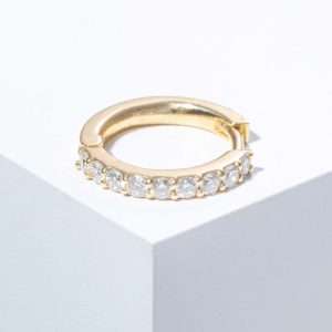 18K YELLOW GOLD SINGLE HOOP EARRING WITH DIAMOND