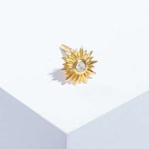 18K YELLOW GOLD SINGLE EARRING WITH WHITE DIAMOND