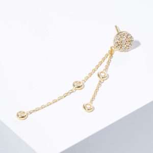 18K YELLOW GOLD SINGLE CHAIN CIRCLE EARRING WITH WHITE DIAMOND