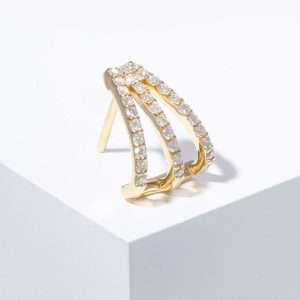 18K YELLOW GOLD SINGLE EARRING  WITH WHITE DIAMOND
