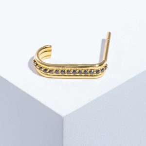 18K YELLOW GOLD SINGLE EARRING WITH BLACK DIAMOND