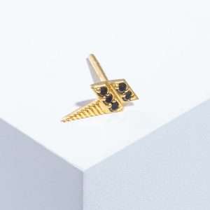 18K YELLOW GOLD SINGLE EARRING WITH BLACK DIAMOND