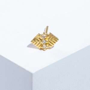 18K YELLOW GOLD SINGLE EARRING WITH WHITE DIAMOND